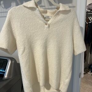 Vince Bouclé Short Sleeve Polo Sweater